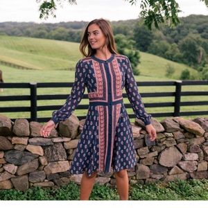 Gal Meets Glam Carlene Wood Block Print Dress Size 2